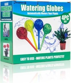 Merkloos Decopatent® 4 Stuks - Waterdruppelaar Voor Planten - Watergever - Glas - Waterbollen - Watergeefsysteem - Plantenbollen - Groen -Buitentuinwinkel 1029x1200 1