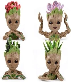 Gift Land® 4 Pack Treeman Baby Groot Bloempot Verjaardagscadeau Voor Haar Hem (Planten Niet Inbegrepen)