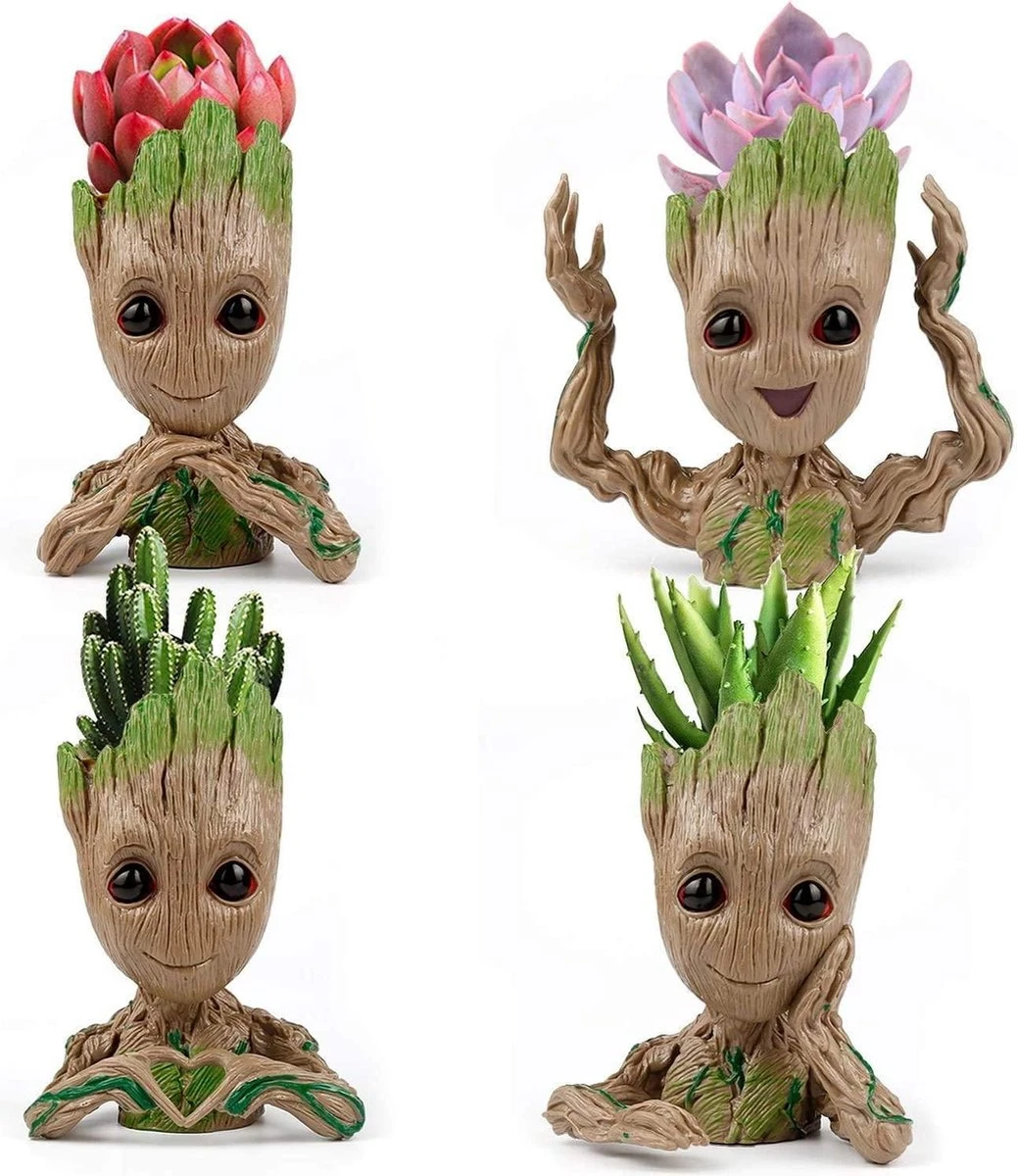 Gift Land® 4 Pack Treeman Baby Groot Bloempot Verjaardagscadeau Voor Haar Hem (Planten Niet Inbegrepen) 3 Gift Land® 4 Pack Treeman Baby Groot Bloempot Verjaardagscadeau Voor Haar Hem (Planten Niet Inbegrepen)