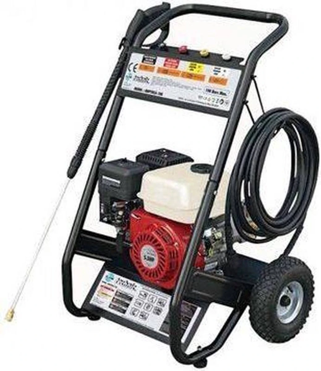 Powertech Professionele Hogedrukreiniger Op Benzine - 6.5 PK - 3600 PSI - 220 Bar - Hogedrukreiniger Auto - Terrasreiniger - Oppervlaktereiniger - Autoreiniger - Zwembadreiniger - 5 Snelkoppelstukken- Zwart / Rood 3 Powertech Professionele Hogedrukreiniger Op Benzine - 6.5 PK - 3600 PSI - 220 Bar - Hogedrukreiniger Auto - Terrasreiniger - Oppervlaktereiniger - Autoreiniger - Zwembadreiniger - 5 Snelkoppelstukken- Zwart / Rood