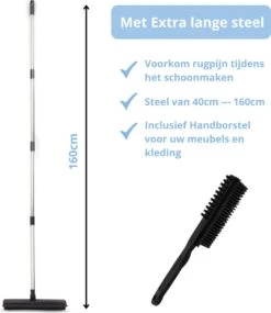 2 In 1 Rubberen Bezem – Bezem Binnen & Buiten – Vloerwisser Met Steel - Met Huisdierhaar Verwijderaar - Vloertrekker – Veger - Extra Lang 160cm -Buitentuinwinkel 1039x1200 3