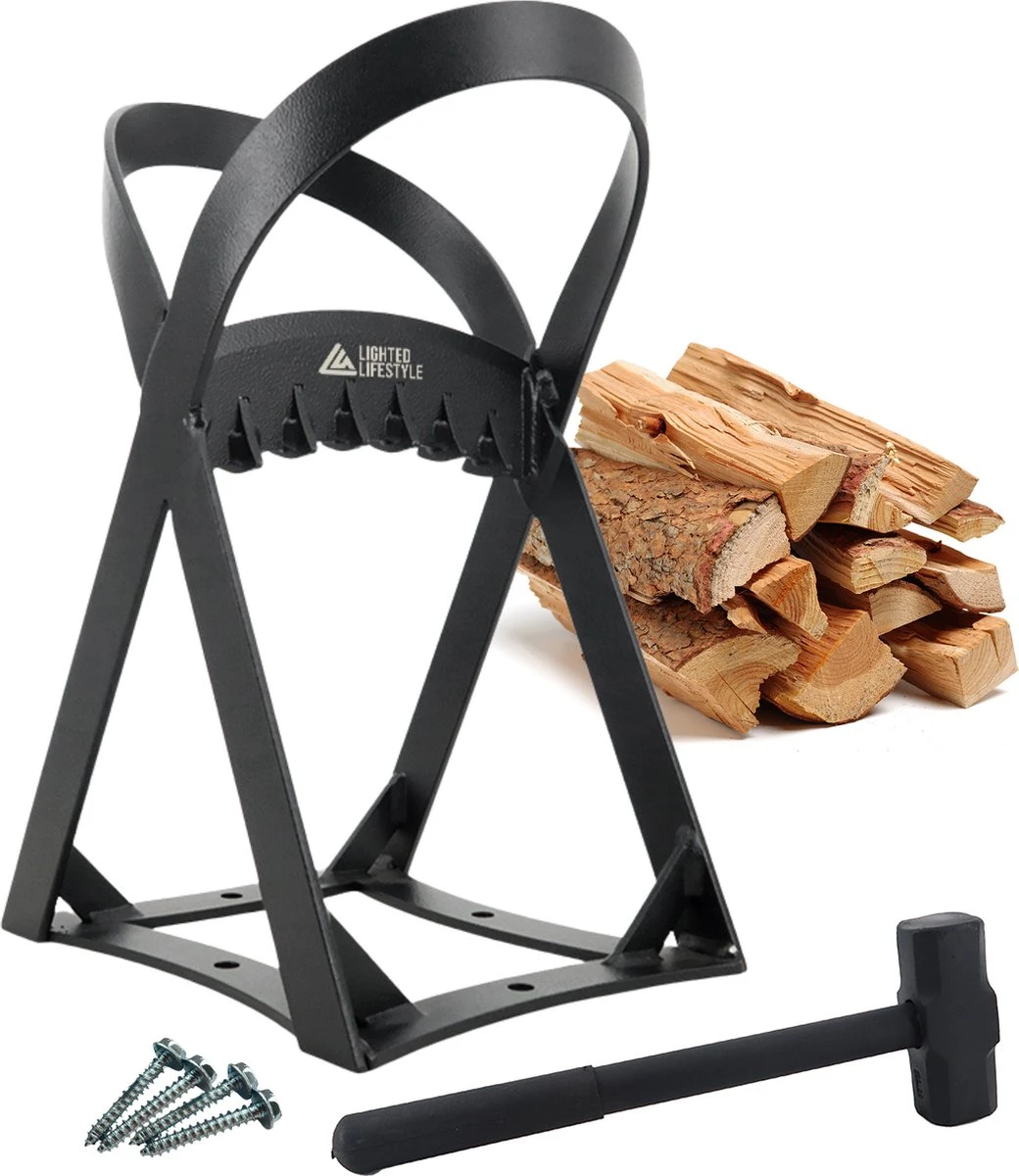 Lighted Lifestyle™| Houtklover Voor Aanmaakhout Incl. Kloofhamer - Houtsplijter - Houtkliever - Snel Haardhout - Gietijzer - Incl. Schroeven 9 Lighted Lifestyle™| Houtklover Voor Aanmaakhout Incl. Kloofhamer - Houtsplijter - Houtkliever - Snel Haardhout - Gietijzer - Incl. Schroeven - Afbeelding 7