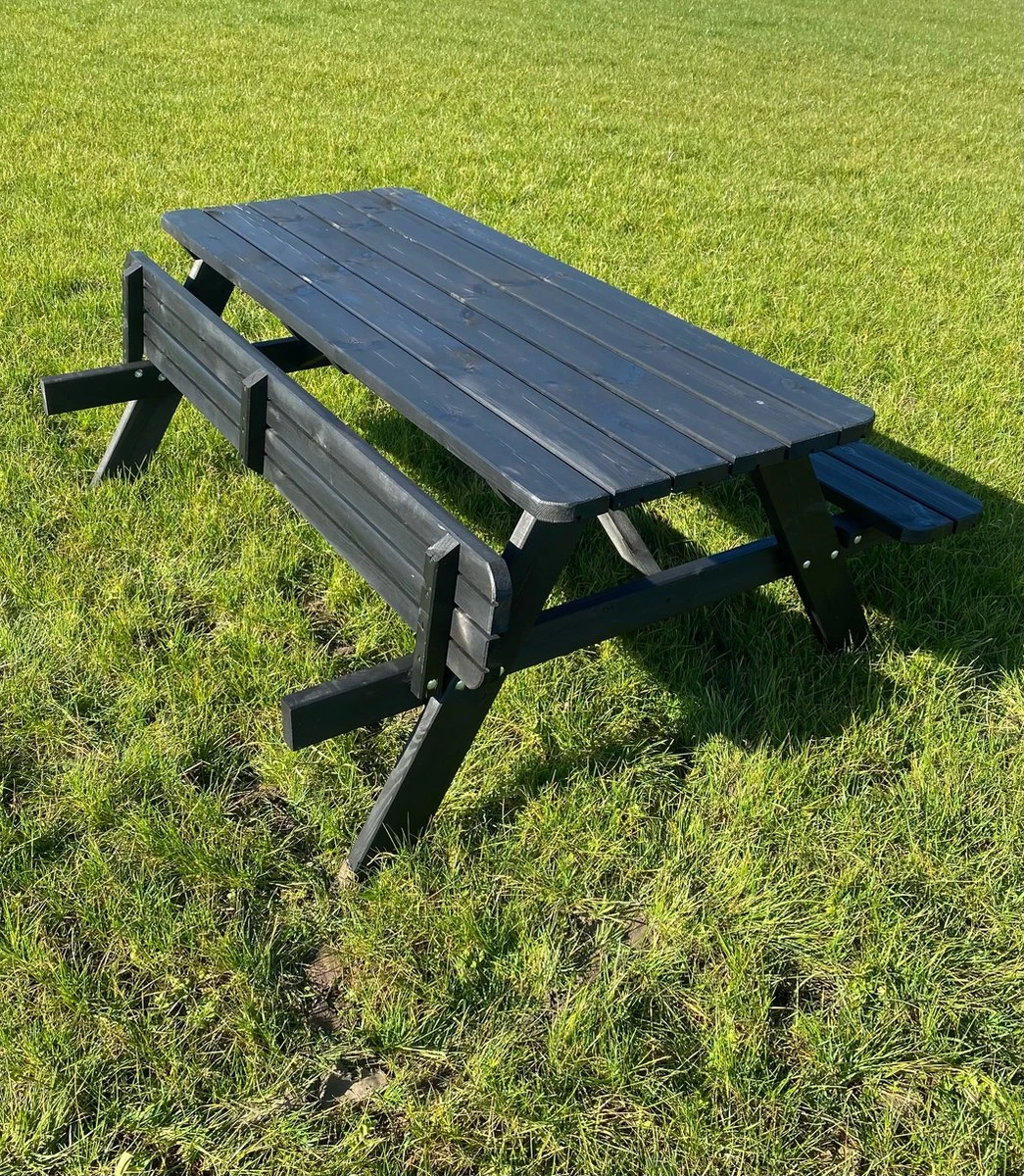 Goedkopepicknicktafels.nl | Zwarte XL Picknicktafel | Tuintafel 6 Persoons | Zwart Gespoten Gedroogd Grenen Hout! 5 Goedkopepicknicktafels.nl | Zwarte XL Picknicktafel | Tuintafel 6 Persoons | Zwart Gespoten Gedroogd Grenen Hout! - Afbeelding 3