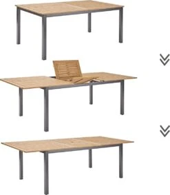 NATERIAL - Uitschuifbare Tuintafel ORIS - Uitschuifbare Tafel Voor 6 Tot 8 Personen - 180-240x100 Cm - Aluminium - Hout Eucalyptus -Buitentuinwinkel 1049x1200 1