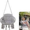 Vita5 Macramé Hangstoel - Voor Binnen En Buiten - Zonder Standaard - Incl. Kussen, Boekenvak En Beschermhoes - Tot 150kg - Grijs -Buitentuinwinkel 1053x1200 6