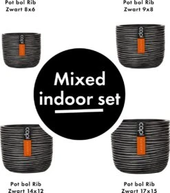 Capi Europe - Set Van 4 - Bloempot Binnen - Rib Antraciet -Buitentuinwinkel 1058x1200