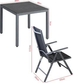 Tuinset 4 + 1 Klapstoelen Tuintafel – Aluminium 80x80cm - Grijs -Buitentuinwinkel 1059x1200 3