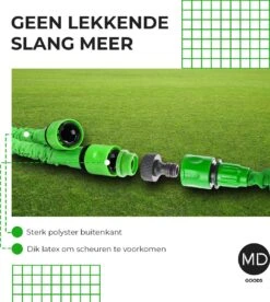 Uitrekbare Tuinslang Tot 15 Meter Van MD-goods ® - Tuinsproeier - Tuin Besproeien - Waterslang - Sproeikop - Groen - Flexibel Elastisch -Buitentuinwinkel 1074x1200