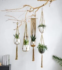 5 Stuks Luxe Jute Plantenhangers - Boho Handgeweven Katoen Hangpot Voor Binnen/Buiten - Hangende Bloempot Met Kralen - Macramé Touw/Koord Hangplant Houder - Bohemian Wandhanger Decoratie - Plant Hanger - Verticale Tuin Bloempothouder Planthanger -Buitentuinwinkel 1074x1200 3