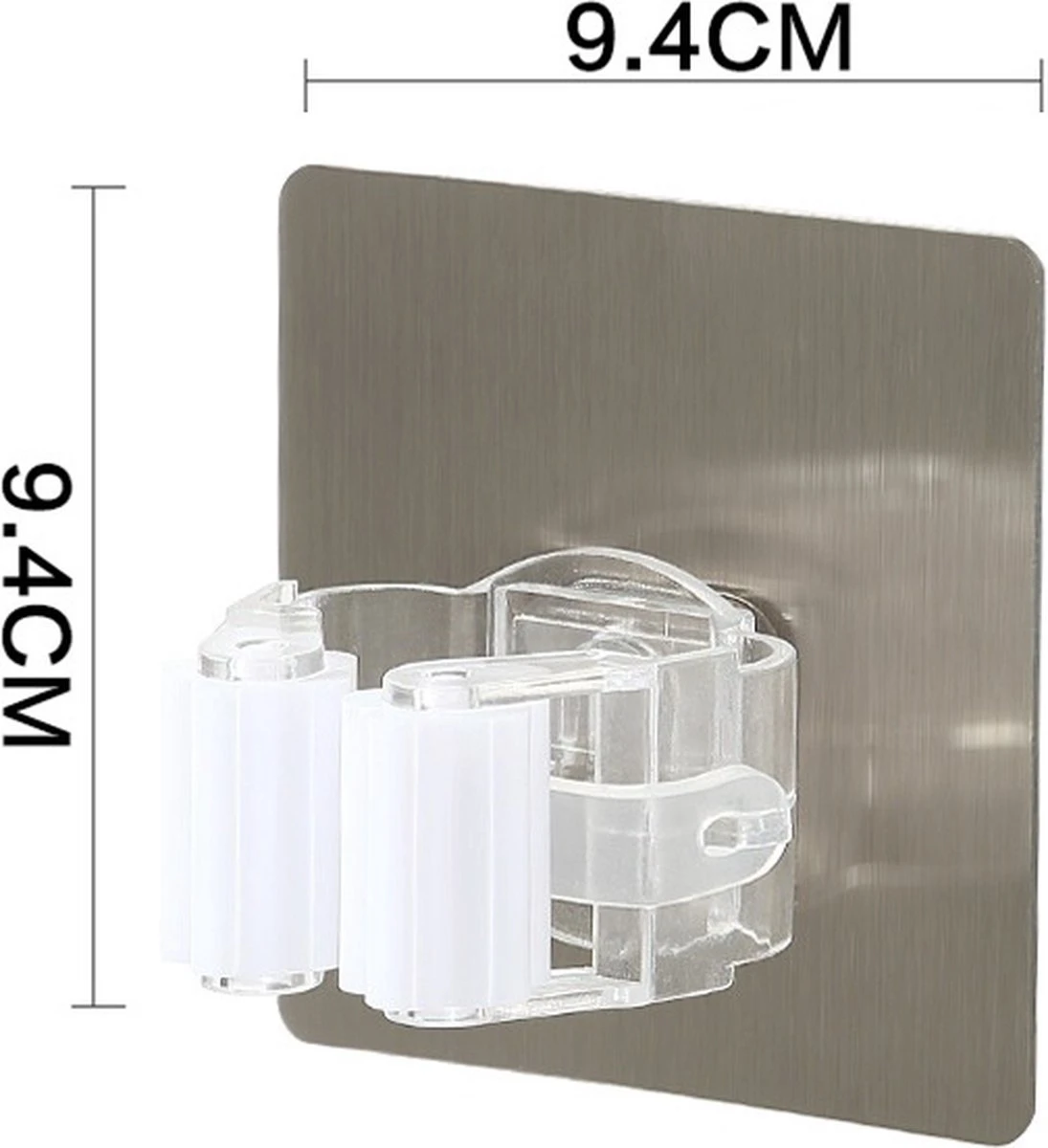 Bezem Houder - Zelfklevend - Zilverkleurig 5 Bezem Houder - Zelfklevend - Zilverkleurig - Afbeelding 3