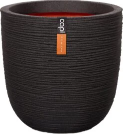 Capi Europe - Bloempot Bol Rib NL - 35x34 - Zwart - Voor Binnen En Buiten - KBLR932 -Buitentuinwinkel 1102x1200