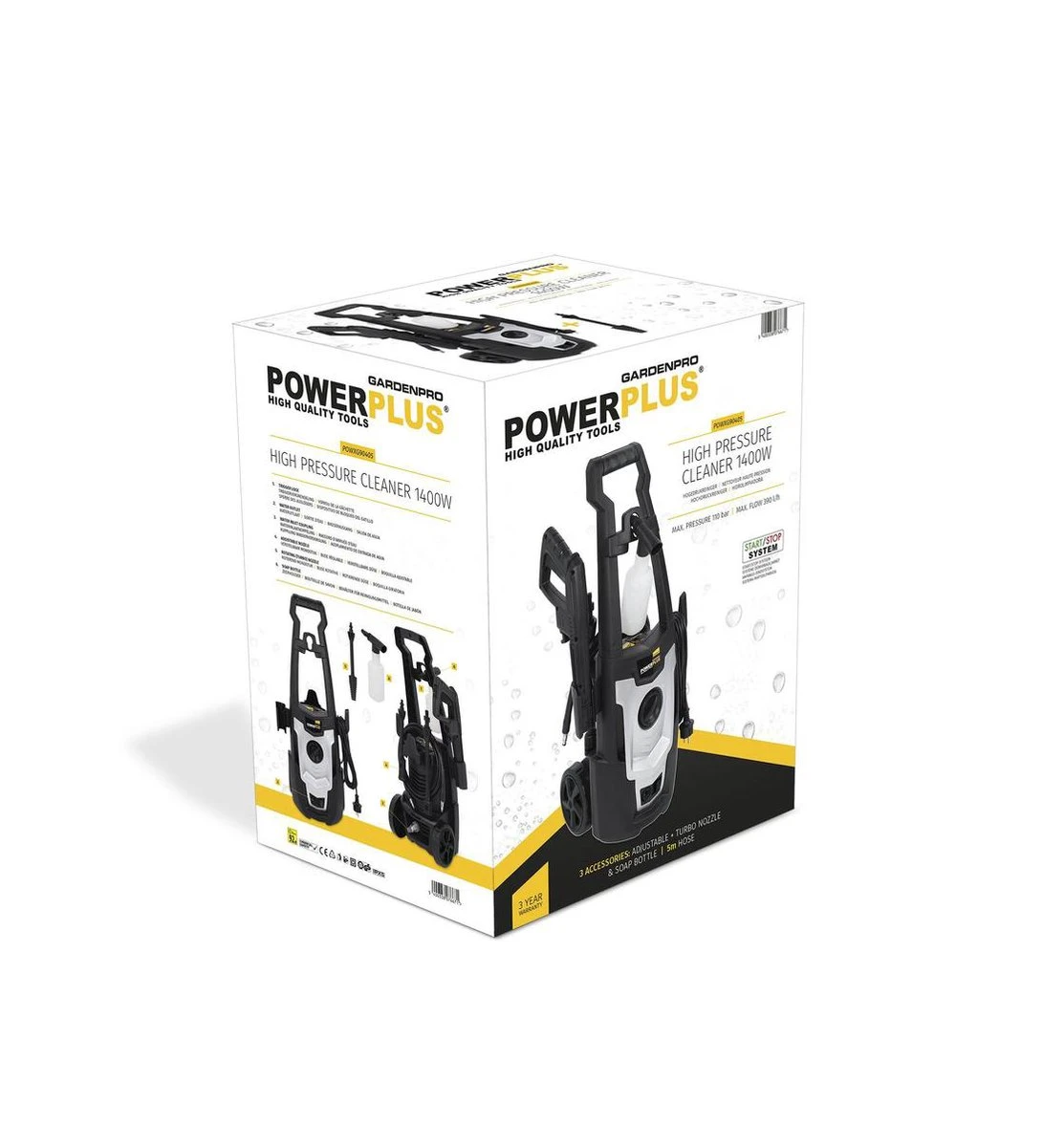 Powerplus POWXG90405 Hogedrukreiniger - 1400W - Max. 110 Bar - 390 L/h - Incl. 5m Slang En Accessoires - Excl. Terrasreiniger - Reiniger Voor Auto, Fiets En Meubelen 8 Powerplus POWXG90405 Hogedrukreiniger - 1400W - Max. 110 Bar - 390 L/h - Incl. 5m Slang En Accessoires - Excl. Terrasreiniger - Reiniger Voor Auto, Fiets En Meubelen - Afbeelding 6