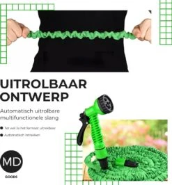 Uitrekbare Tuinslang Tot 15 Meter Van MD-goods ® - Tuinsproeier - Tuin Besproeien - Waterslang - Sproeikop - Groen - Flexibel Elastisch -Buitentuinwinkel 1114x1200 1