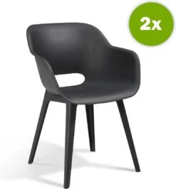 Allibert Akola Tuinstoelen - 2 Stuks -56,5x55x80cm - Donkergrijs -Buitentuinwinkel 1115x1200 6