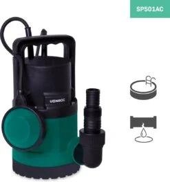 VONROC Dompelpomp/Waterpomp 300W - 6500l/h - Voor Schoon En Licht Vervuild Water - Met Vlotter -Buitentuinwinkel 1123x1200 1