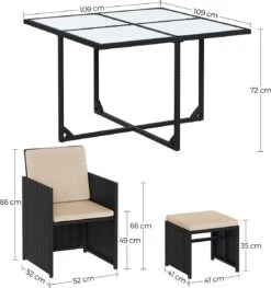 Tuinmeubelset - Tuinset 4 6 8 Persoons - Eettafel En Stoelen - Set Van 9 - Terras - Tuintafel - Salontafel Met Glazen Oppervlak - Zwart Beige 15 Tuinmeubelset - Tuinset 4 6 8 Persoons - Eettafel En Stoelen - Set Van 9 - Terras - Tuintafel - Salontafel Met Glazen Oppervlak - Zwart Beige -Buitentuinwinkel 1127x1200 2