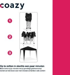Coazy Waterdichte Partytent 3x3 Meter Opvouwbaar - Paviljoen - Easy Up - Pop-up Tent Met Haringen, Touw En Anti Slip Poten - Waterdicht - Partytenten Weerbestendig -Buitentuinwinkel 1131x1200 16