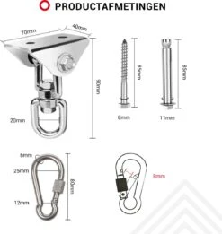 Ophangsysteem - Plafondhaak RVS - Ophanghaak TRX - Hangstoel Buiten - Hangstoel Binnen – Schommelstoel - Schommel - Bokszakken - RVS - 300kg -Buitentuinwinkel 1137x1200 4