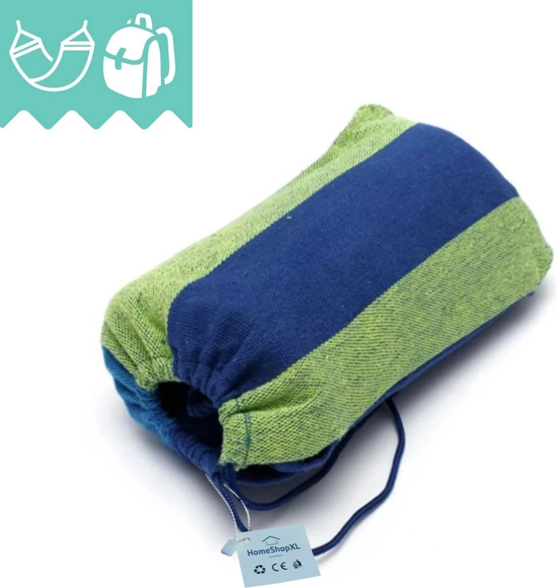 Dubbele Hangmat Blauw - 1 Of 2 Persoons - Lig Oppervlak 190x150cm - Lengte 260cm 9 Dubbele Hangmat Blauw - 1 Of 2 Persoons - Lig Oppervlak 190x150cm - Lengte 260cm - Afbeelding 7