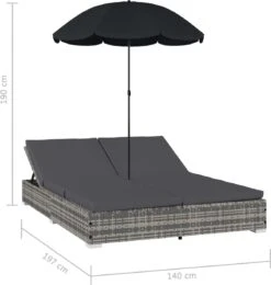 Prolenta Premium - Loungebed Met Parasol Poly Rattan Grijs -Buitentuinwinkel 1139x1200 8