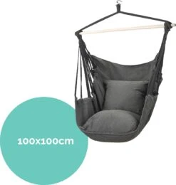 Hangmat Stoel - Hangstoel Voor Binnen Of Buiten - Incl. 2 Kussens - Zwart/Grijs Antraciet -Buitentuinwinkel 1141x1200 4