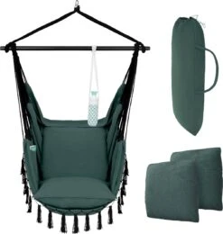 Vita5 XXL Hangstoel | Binnen&Buiten Hangnest | Incl. 2 Kussens En Boekenvak | Volwassenen&Kinderen | Hangmatstoel Tot 225kg | Donkergroen -Buitentuinwinkel 1142x1200 9
