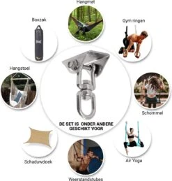 Ophangsysteem - Plafondhaak RVS - Ophanghaak TRX - Hangstoel Buiten - Hangstoel Binnen – Schommelstoel - Schommel - Bokszakken - RVS - 300kg -Buitentuinwinkel 1146x1200 8