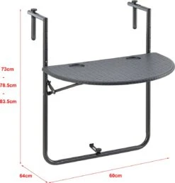 Balkontafel Cicala Inklapbaar 83,5x60x64 Cm Donkergrijs -Buitentuinwinkel 1147x1200 5