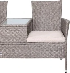 Casaria Tuinbank Polyrattan - 2-Zits Incl.Tafel - Weerbestendig Beige -Buitentuinwinkel 1147x1200 6