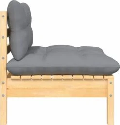 VidaXL 3-delige Loungeset Met Grijze Kussens Massief Grenenhout -Buitentuinwinkel 1150x1200 4