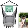 Vita5 XXL Hangstoel | Binnen&Buiten Hangnest | Incl. 2 Kussens En Boekenvak | Volwassenen&Kinderen | Hangmatstoel Tot 225kg | Grijs