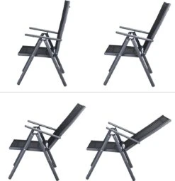 Tuinset 4 + 1 Klapstoelen Tuintafel – Aluminium 80x80cm - Grijs -Buitentuinwinkel 1156x1200 2