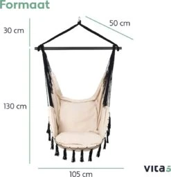 Vita5 XXL Hangstoel | Binnen&Buiten Hangnest | Incl. 2 Kussens En Boekenvak | Volwassenen&Kinderen | Hangmatstoel Tot 225kg | Beige 19 Vita5 XXL Hangstoel | Binnen&Buiten Hangnest | Incl. 2 Kussens En Boekenvak | Volwassenen&Kinderen | Hangmatstoel Tot 225kg | Beige -Buitentuinwinkel 1159x1200 8