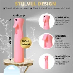Merkloos Multifunctioneel Mist Sprayer Roze - Mist Verstuiver Water - Waterspray - Waterverstuiver Haar - Mist Sprayer - Spuitfles Haar - Plantenspuit - 300 Ml -Buitentuinwinkel 1166x1200 2