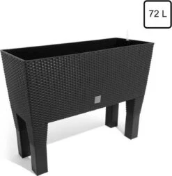 Prosperplast Kunststof Rato Plantenbak Op Poten Met Irrigatiesysteem Antraciet 80 X 33 X 62 Cm - 72 Liter - Balkonbakken/bloembakken -Buitentuinwinkel 1173x1200 2