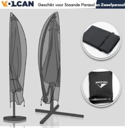 Volcan Parasolhoes Voor Zweefparasol - Tot 300cm - Waterdicht - Oxford 420D - Met Rits, Trekkoord En Stok - Zwart -Buitentuinwinkel 1174x1200 14