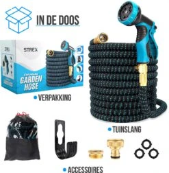 Strex Flexibele Tuinslang 15M Met Sproeikop - Uitrekbaar - Incl. Koppelingen, Ophanghaak & Opbergzak 17 Strex Flexibele Tuinslang 15M Met Sproeikop - Uitrekbaar - Incl. Koppelingen, Ophanghaak & Opbergzak -Buitentuinwinkel 1176x1200