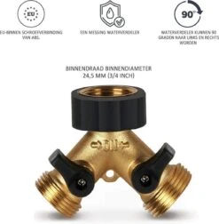 Y Stuk Kraan - Kraan Splitter - Waterverdeler - Buitenkraan - Waterverdeler 2 Weg – Messing - Afzonderlijk Af Te Sluiten -Buitentuinwinkel 1177x1200