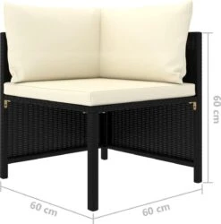 VidaXL 4-delige Loungeset Met Kussens Poly Rattan Zwart -Buitentuinwinkel 1184x1200 8