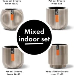 Capi Europe - Set Van 4 - Bloempot Binnen - Groove - - Ivoor - Bloempot Voor Binnen - BOX-BGVI-4 -Buitentuinwinkel 1185x1200 1