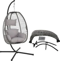 Pro Garden Lowander Hangstoel Egg 191x126x126- Schommelstoel Met Rattan Cocoon En Robuust Stalen Standaard Incl. Kussens - Volledig Inklapbaar - Lichtgrijs 17 Pro Garden Lowander Hangstoel Egg 191x126x126- Schommelstoel Met Rattan Cocoon En Robuust Stalen Standaard Incl. Kussens - Volledig Inklapbaar - Lichtgrijs -Buitentuinwinkel 1185x1200 12