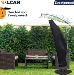 Volcan Parasolhoes Voor Zweefparasol - Tot 300cm - Waterdicht - Oxford 420D - Met Rits, Trekkoord En Stok - Zwart -Buitentuinwinkel 1190x1200 13