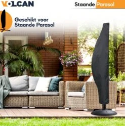 Volcan Parasolhoes Voor Zweefparasol - Tot 300cm - Waterdicht - Oxford 420D - Met Rits, Trekkoord En Stok - Zwart -Buitentuinwinkel 1190x1200 14