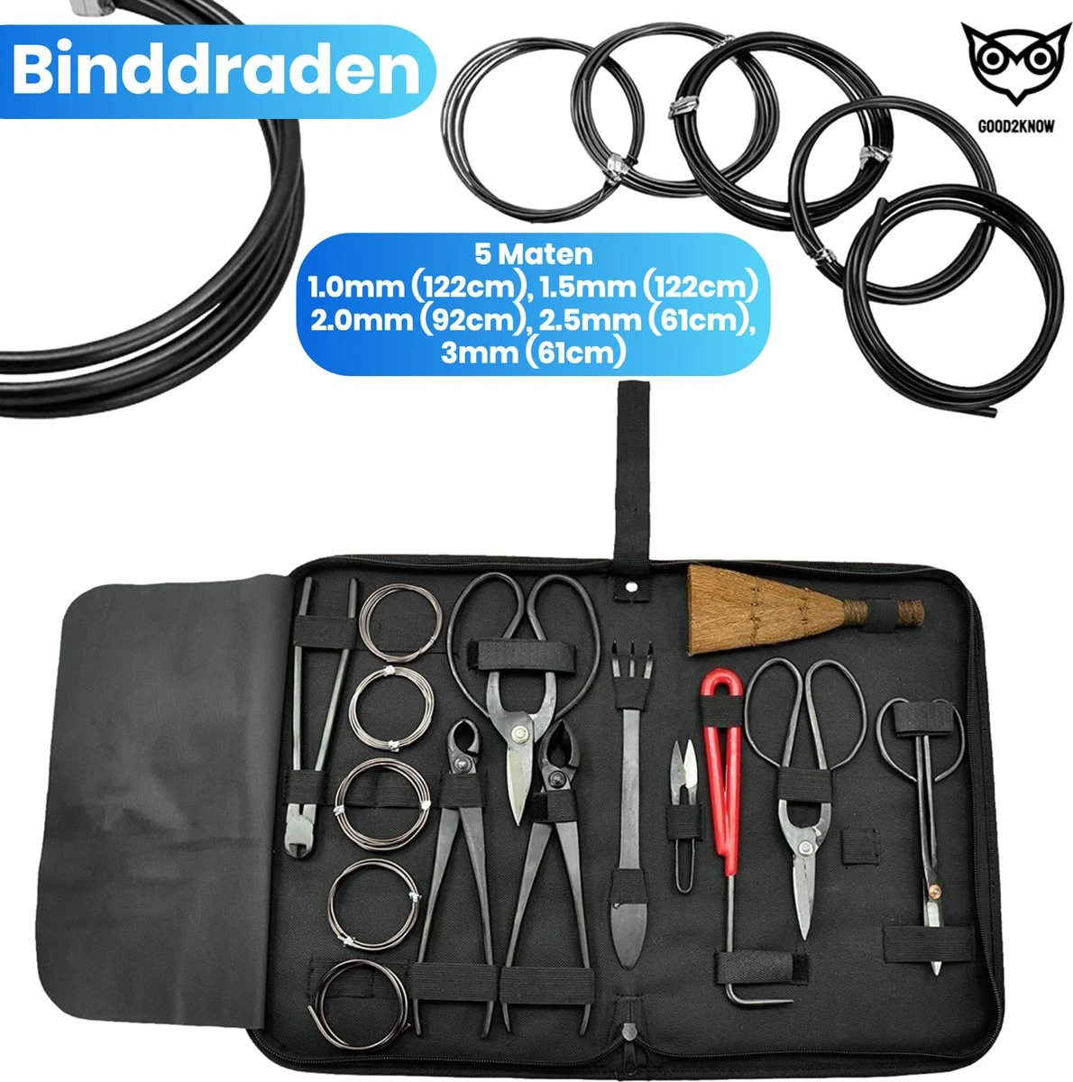 Good2know Bonsai Gereedschap Set – 16 Delig – Bonsai Starters Kit – Bonsai Boompje Verzorgingskit - Tuingereedschap 6 Good2know Bonsai Gereedschap Set – 16 Delig – Bonsai Starters Kit – Bonsai Boompje Verzorgingskit - Tuingereedschap - Afbeelding 4