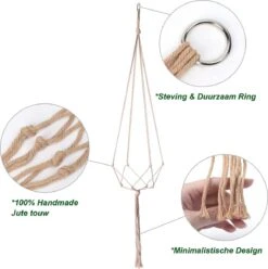 9 Stuks Jute Macrame Plantenhangers - Boho Handgeweven Katoen Hangpot Voor Binnen/Buiten - Hangende Bloempot Met Kralen - Macramé Touw/Koord Hangplant Houder - Bohemian Wandhanger Decoratie - Plant Hanger - Verticale Tuin Bloempothouder Planthanger -Buitentuinwinkel 1193x1200 5