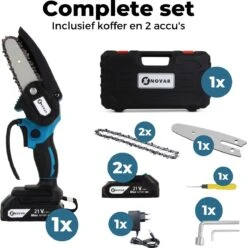 NovarGarden® Mini Kettingzaag NG1 - Met 2x Accu - Takkenzaag - Snoeizaag - Electrisch - Handzaag - Boomzaag - 21V -Buitentuinwinkel 1193x1200 9