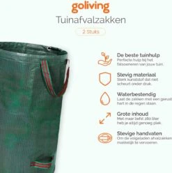 Goliving Tuinafvalzak - Set Van 2- Tuinafvalzakken Opvouwbaar - Tuinzak - Tuinafvalemmer - 2x 280 Liter - Groen -Buitentuinwinkel 1195x1200 16