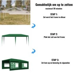 Merkloos Partytent - Paviljoen Opvouwbaar - Easy Up Tuintent Met Zijpanelen - Groen/ 6m X 3m/ 120g/m² -Buitentuinwinkel 1197x1200 26