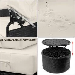 Casaria Polyrattan Zonne-Eiland Ø185cm – Incl. Kussens - Zwart Crème -Buitentuinwinkel 1198x1200 46