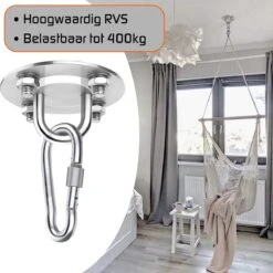 Plafondhaak – Voor Beton En Hout - Hangstoel – Hangmat – Bokszak – RVS – Binnen En Buiten – Ophangsysteem – Ophanghaak – 400KG -Buitentuinwinkel 1199x1200 18
